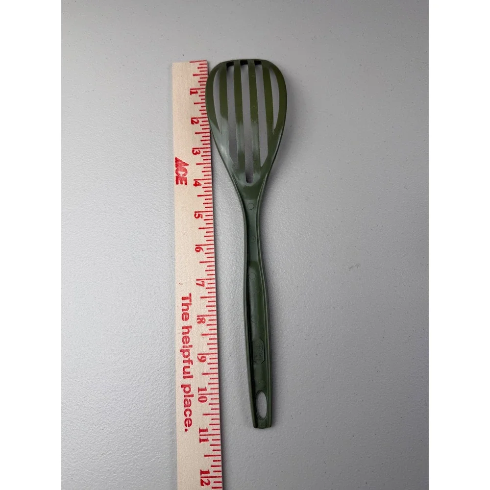 Vintage Foley‎ Avocado Green Nylon Slotted Spoon 11.5